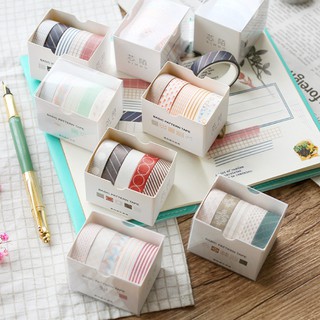 Set 5 cuộn băng keo giấy Washi Pattern Tape trang trí  họa tiết xinh xắn 10mm x 3m