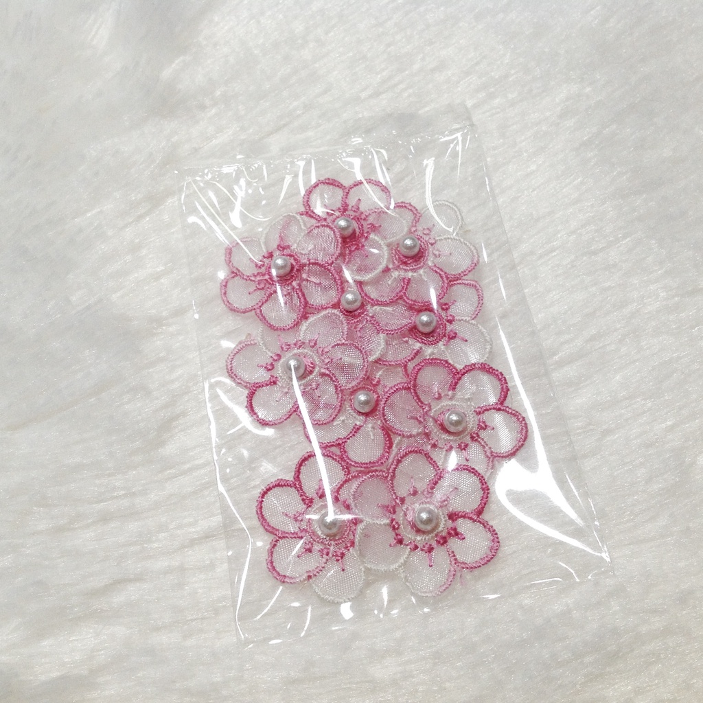 Hoa thêu bông voan đính cườm họa tiết trang trí quần áo váy đầm nhiều kiểu màu sắc