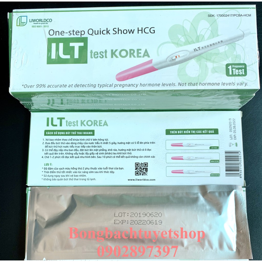 Combo 5 Bút Thử Thai ILT Test Korea tiện lợi nhanh chóng không cần dùng cốc, kết quả chính xác