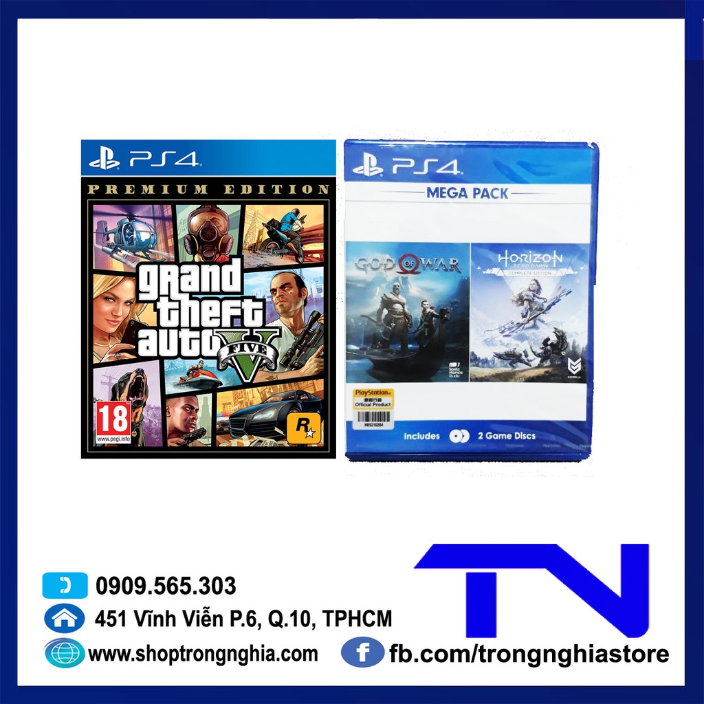 Combo 3 game PS4 GTA V + God Of War 4 + Horizon Zero Dawn