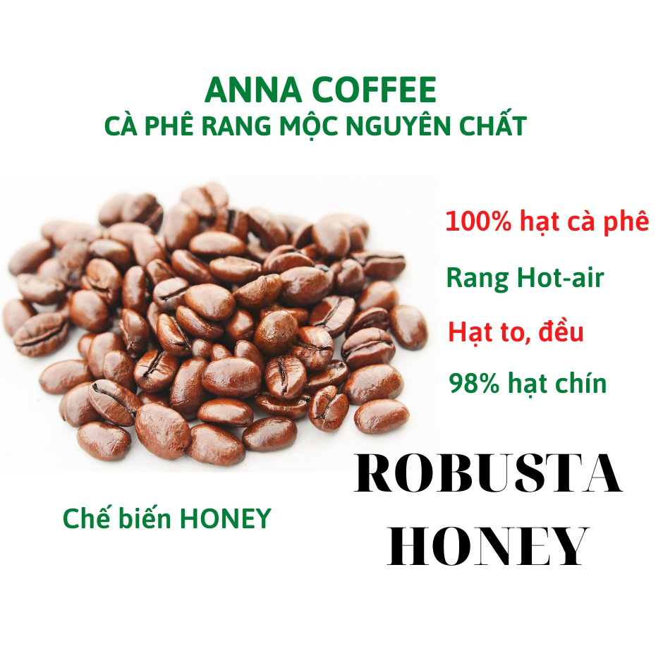 Cà phê hạt nguyên chất Robusta Honey rang mộc 1kg tỷ lệ hạt to đồng đều màu sắc nâu đẹp không lẫn tạp chất | BigBuy360 - bigbuy360.vn