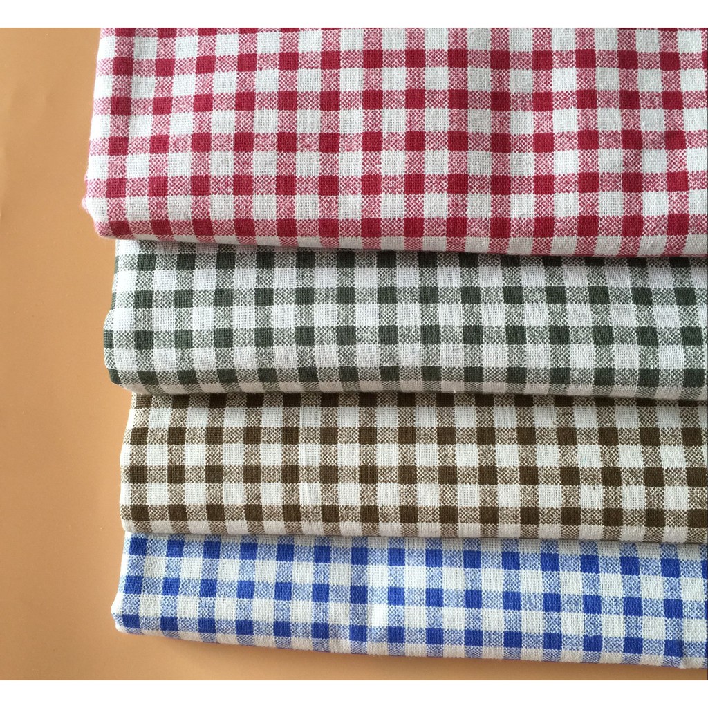 Vải linen họa tiết Caro nâu V-G08