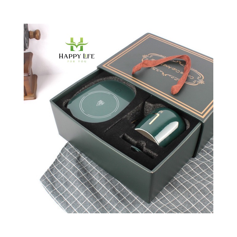 Cốc hâm nóng đồ uống kèm đế điện, bộ ly cốc hâm nóng - Happy Life 4U