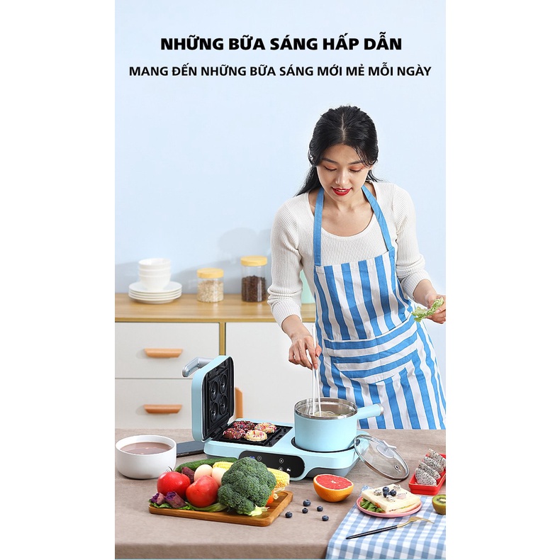 Máy Làm Bánh Kẹp Đa Năng 3in1 Kèm Lẩu Rán Nướng Bánh Ăn Sáng YANGZI