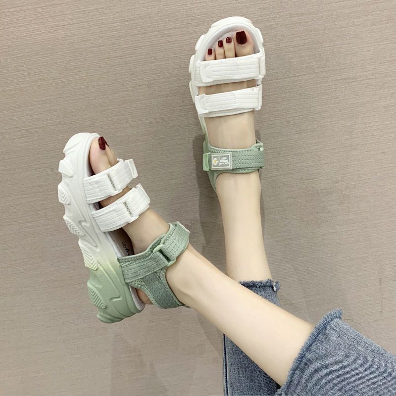 Giày Sandal Đế Dày Quai Dán Thời Trang Mùa Hè Hàng Mới Dành Cho Bạn Nữ Mang Đi Biển