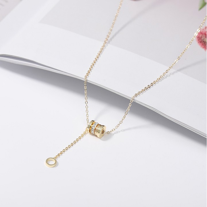 dây chuyền nữ titan ống số la mã rớt vòng tròn siêu đẹp, bền màu, chuẩn thời trang