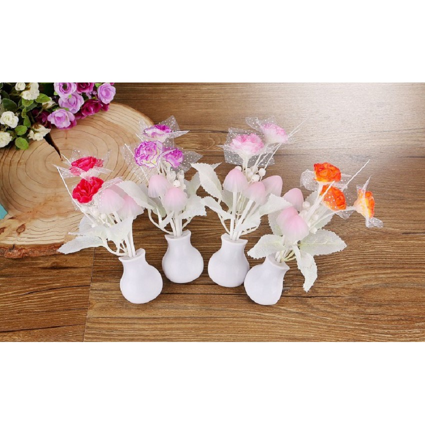 Đèn Ngủ❤️FREESHIP❤️Đèn Ngủ Cảm Ứng Ánh Sáng, Tự Động Bật Vào Buổi Tối Hình Hoa Và Nấm