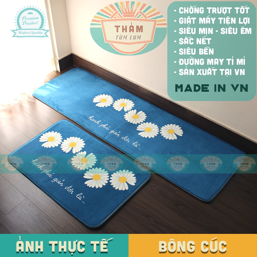 Thảm bếp Thảm chùi chân lông mịn cao cấp hình in hoa văn sáng trẻ trung hiện đại ! TB 2