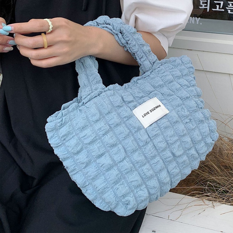 Túi Xách Đeo Vai Vải Bạt Xếp Ly Cỡ Nhỏ Thời Trang Đường Phố Năng Động