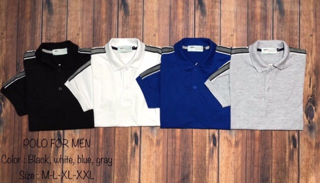 Áo thun nam cổ bẻ sọc vai | BigBuy360 - bigbuy360.vn