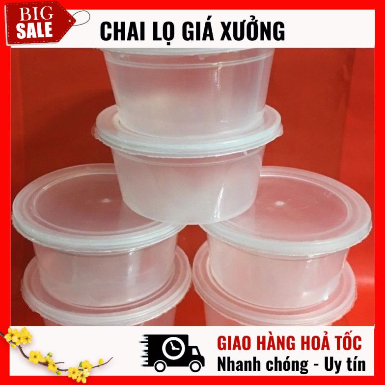 Hũ làm caramen, hủ bánh flan, khuôn làm bánh flan có nắp bằng nhựa 100% , phụ kiện du lịch