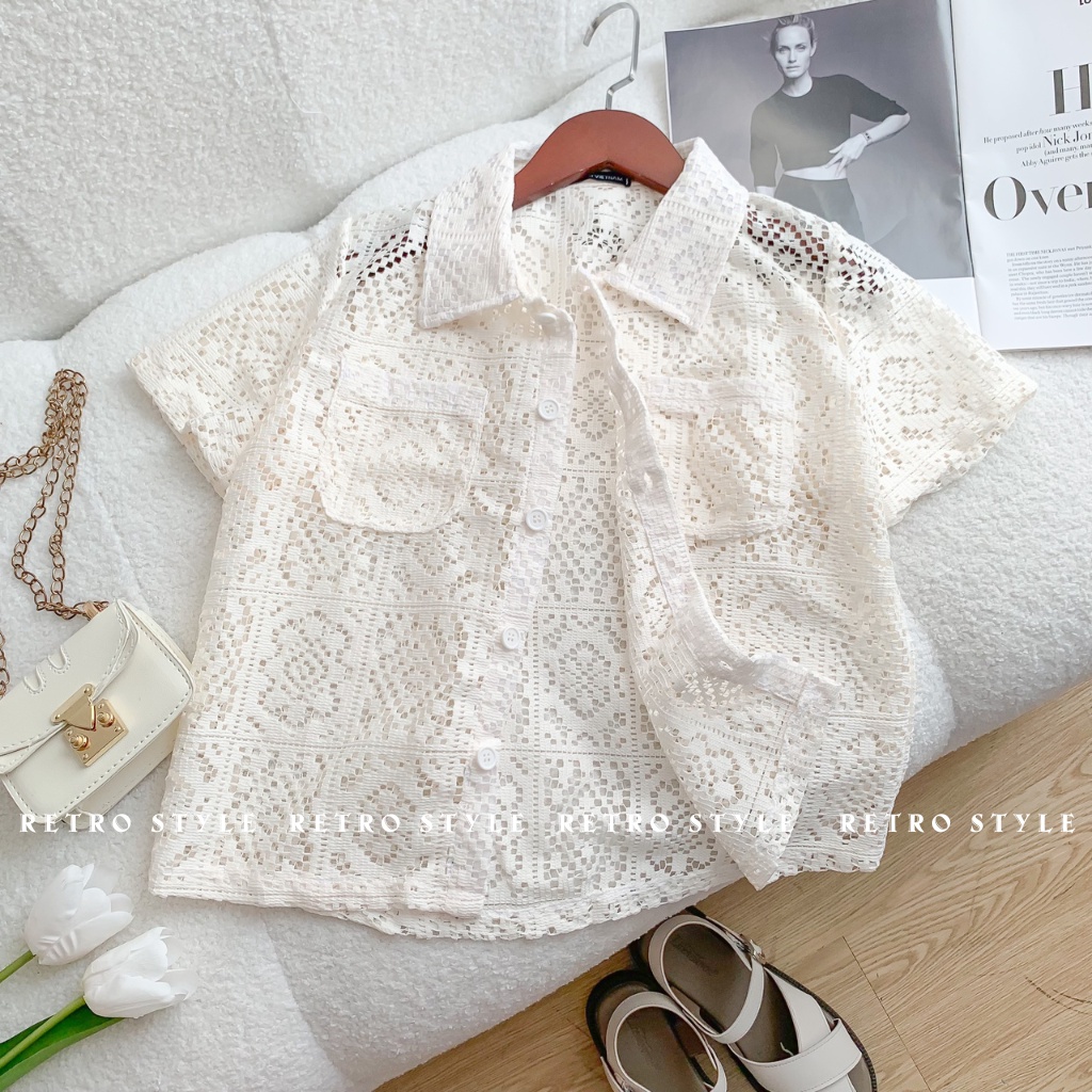 Áo sơ mi cộc tay ren Aosomicoducren29/P0K5