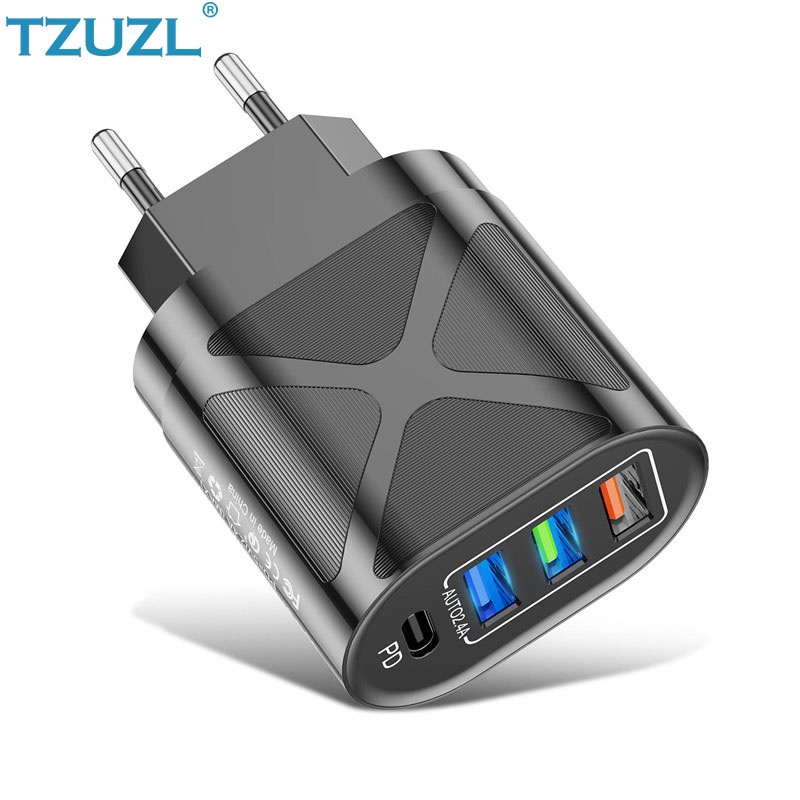 Cốc Sạc Nhanh USB PD 48W QC 3.0 4.0 Type C PD Phích Cắm US EU Cho xiaomi huawei