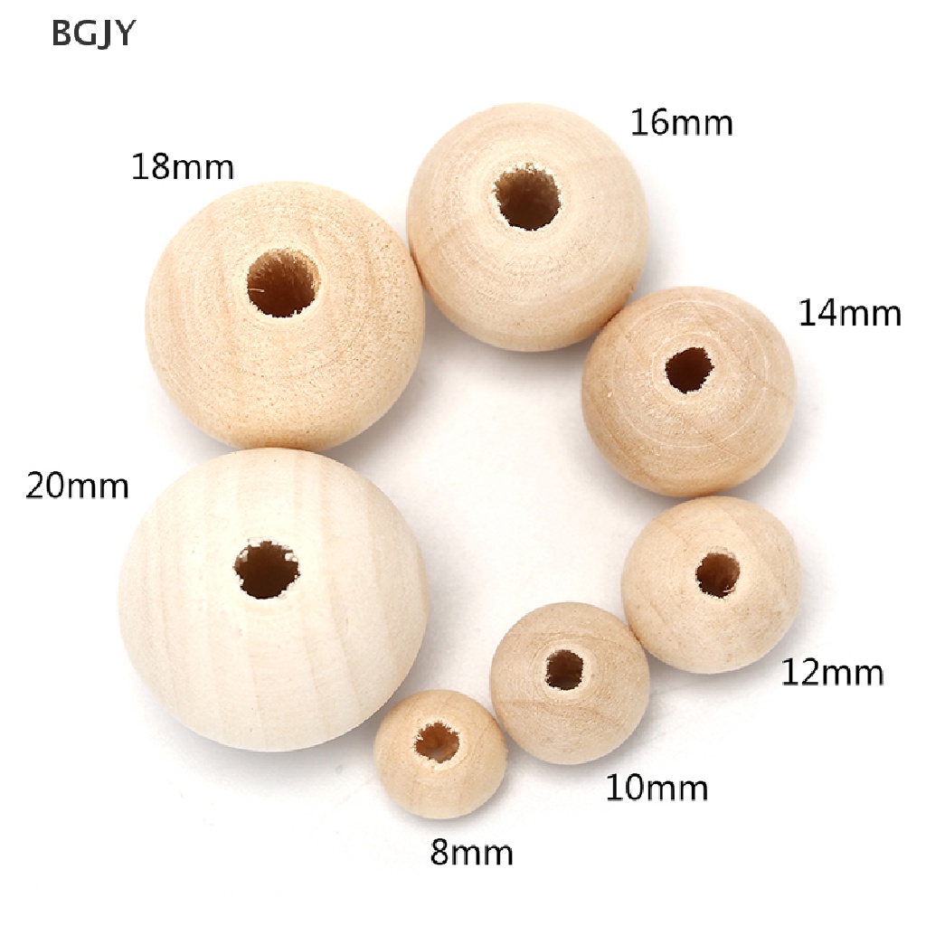BGJY Round Wood Spacer Bead Natural Unpainted Wooden Ball Beads DIY Craft Jewelry NEW