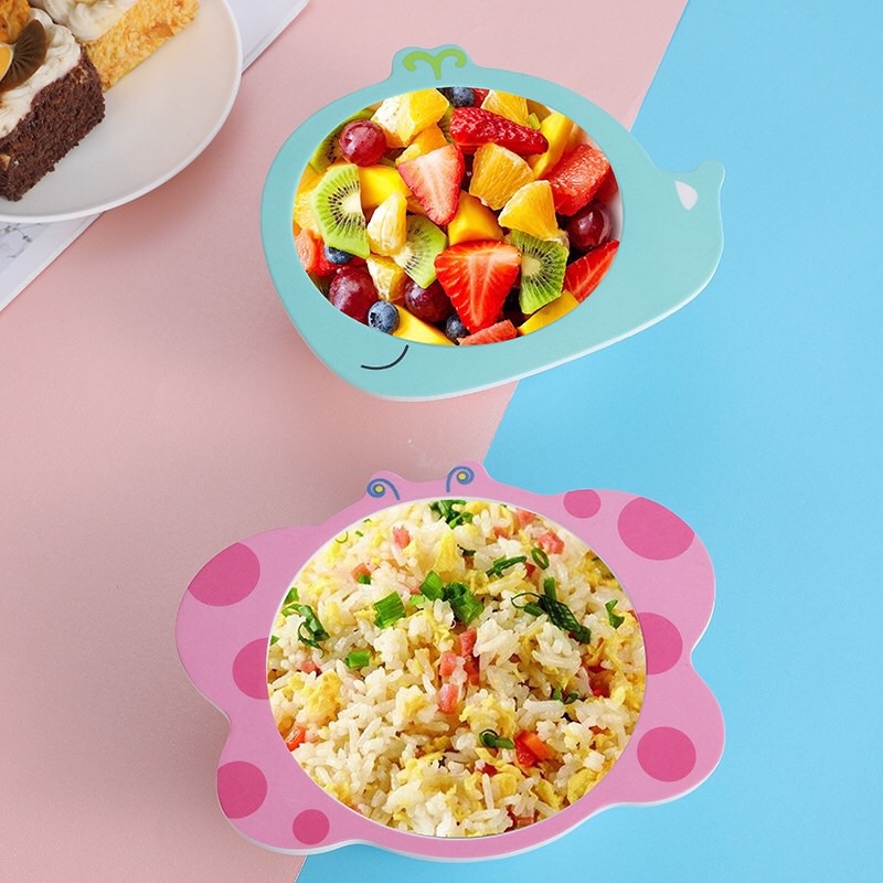 Bát ăn dặm lúa mạch cho bé hình thú cưng, Chén ăn dặm làm từ chất liệu nhựa sợi tre, chịu nhiệt cao, không độc hại