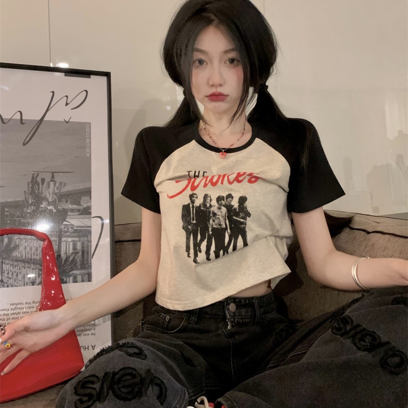 Áo Thun Tay Ngắn Dáng Ôm In Họa Tiết Đơn Giản Thời Trang Mùa Hè Cho Nữ