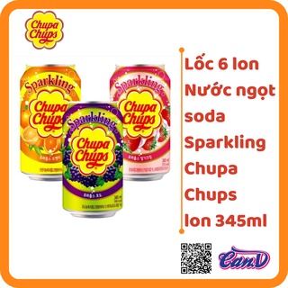 Lốc 6 lon Nước ngọt soda Sparkling Chupa Chups 345ml