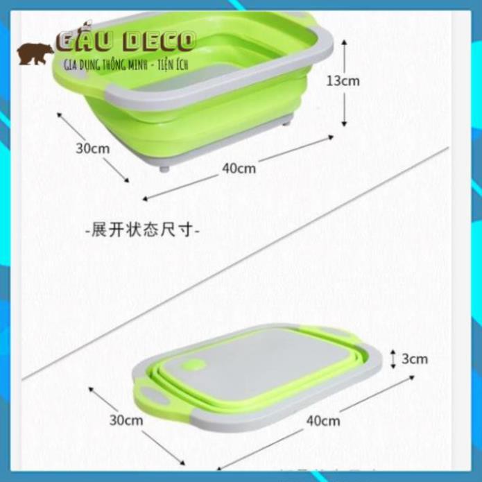 Chậu Gấp Gọn Kiêm Thớt Và Rổ Đựng [FREESHIP] - Thớt 3 In 1 Gấp Gọn, Đa Năng,Chậu Thông Minh - BE DECO