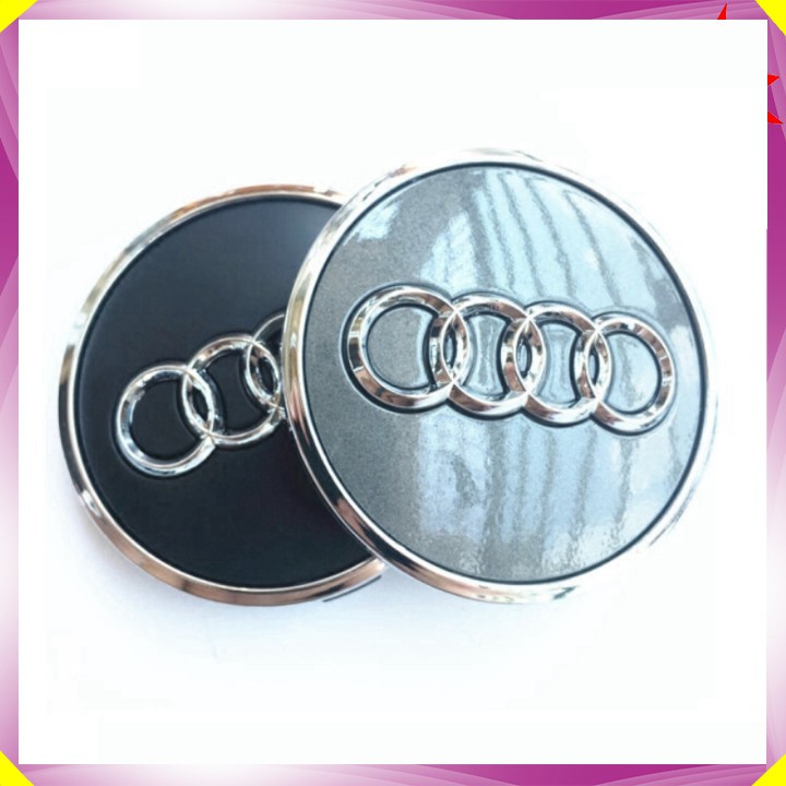 Logo biểu tượng Audi  chụp mâm, vành, bánh xe ô tô đường kính 77cm - 2 màu: Đen và Xám - Mã sản phẩm AUD77