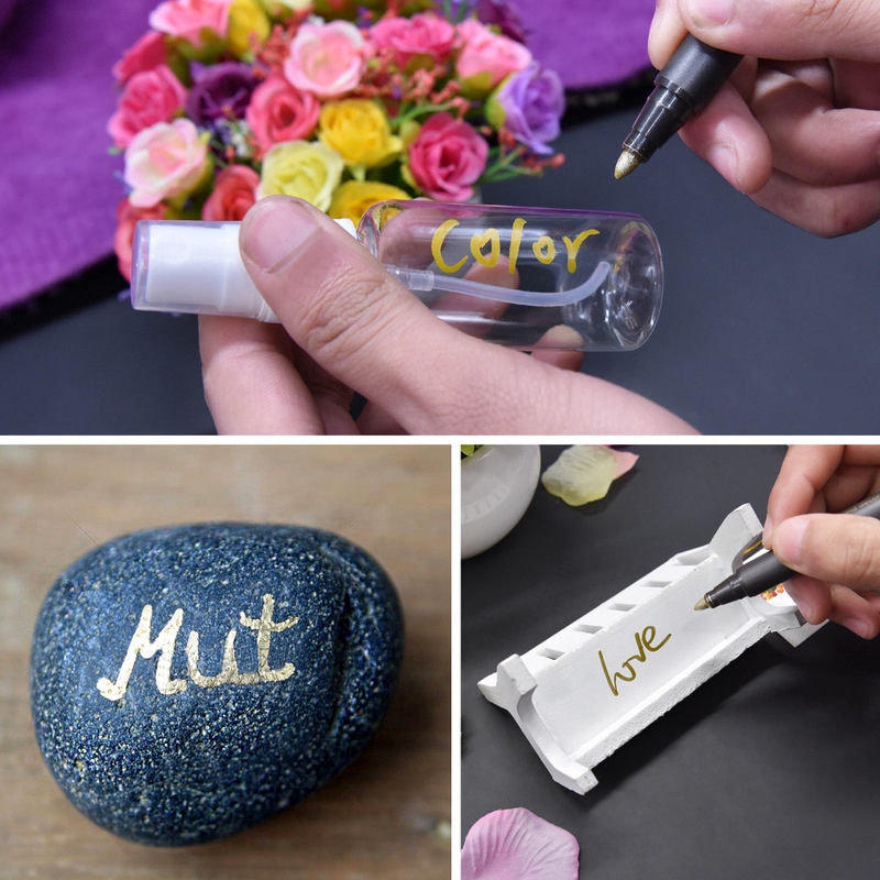 Colourful Paint Marker Pens Metallic Sheen Glitter Calligraphy Arts DIY Album Marking Highlighting Brush Tips