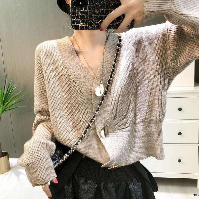 Áo Khoác Cardigan Len Mỏng Tay Dài Dáng Rộng Phong Cách Retro Cho Nữ 21-20