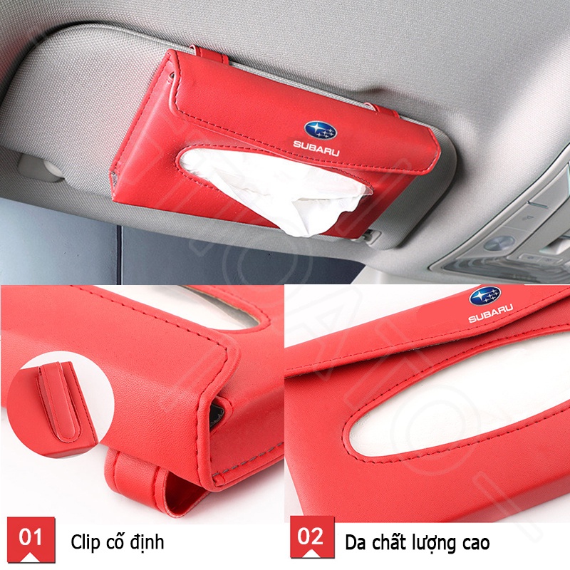 GTIOATO Tấm Che Nắng Ô Tô Hộp Đựng Khăn Giấy Ô Tô Da HộP ĐựNg GiấY TrêN Xe Ô Tô HộP ĐựNg GiấY ĂN TrêN Ô Tô HộP ĐựNg Đồ TrêN Ô Tô Phụ Kiện Xe Hơi Cho Subaru Forester Outback XV Impreza WRX STI Levorg BRZ