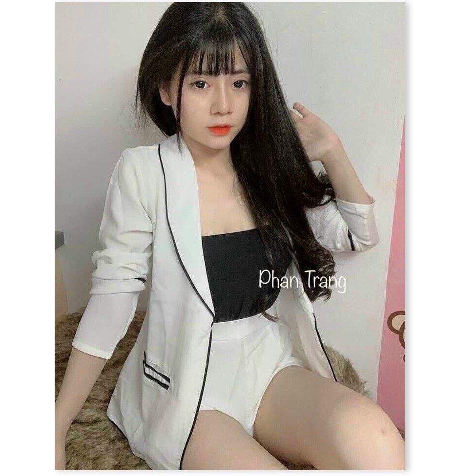 SÉT VEST UMI &amp; COTTON CÓ VIỀN ÁO DÂY CÓ MÚT &amp; QUẦN CÓ KHÓA KÉO SIÊU ĐẸP HIỆN ĐẠI