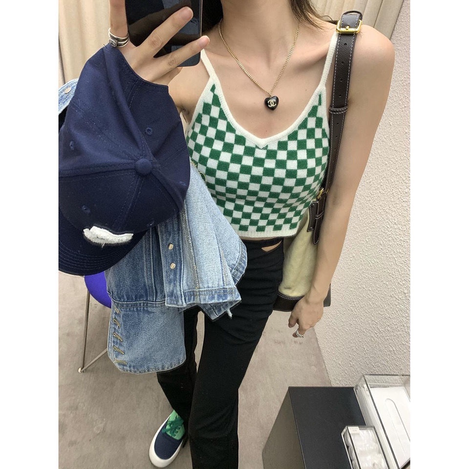 Áo Tank Top Dệt Kim Cổ Chữ V Thời Trang