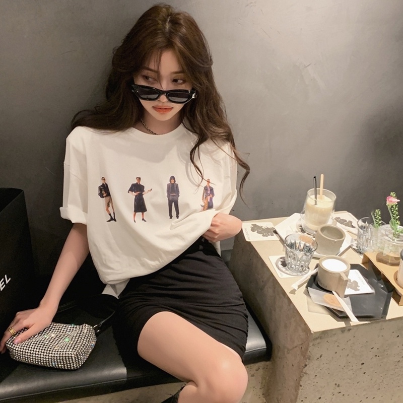 NRVP Áo thun cotton tay ngắn cổ tròn màu trơn thời trang dành cho nữ