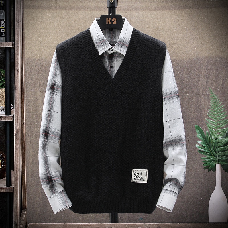 Áo Sweater Không Tay Thiết Kế Mới Đơn Giản Thời Trang Mùa Thu Đông Theo Phong Cách Hàn Quốc Cho Nam