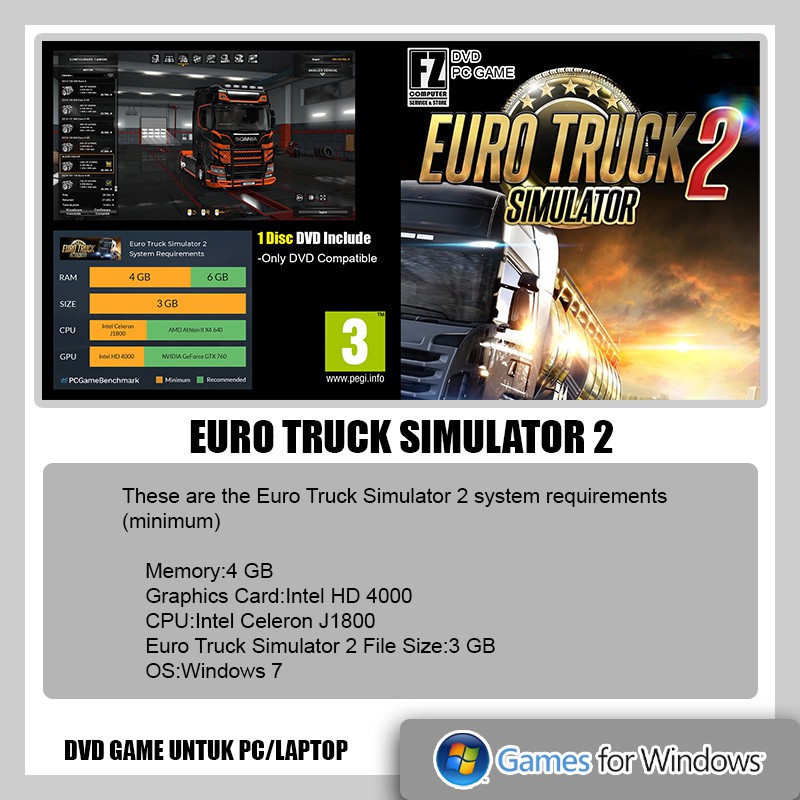 Bộ Giả Lập Phim Euro Truck Simulator 2 Màu Đen Cho Máy Tính