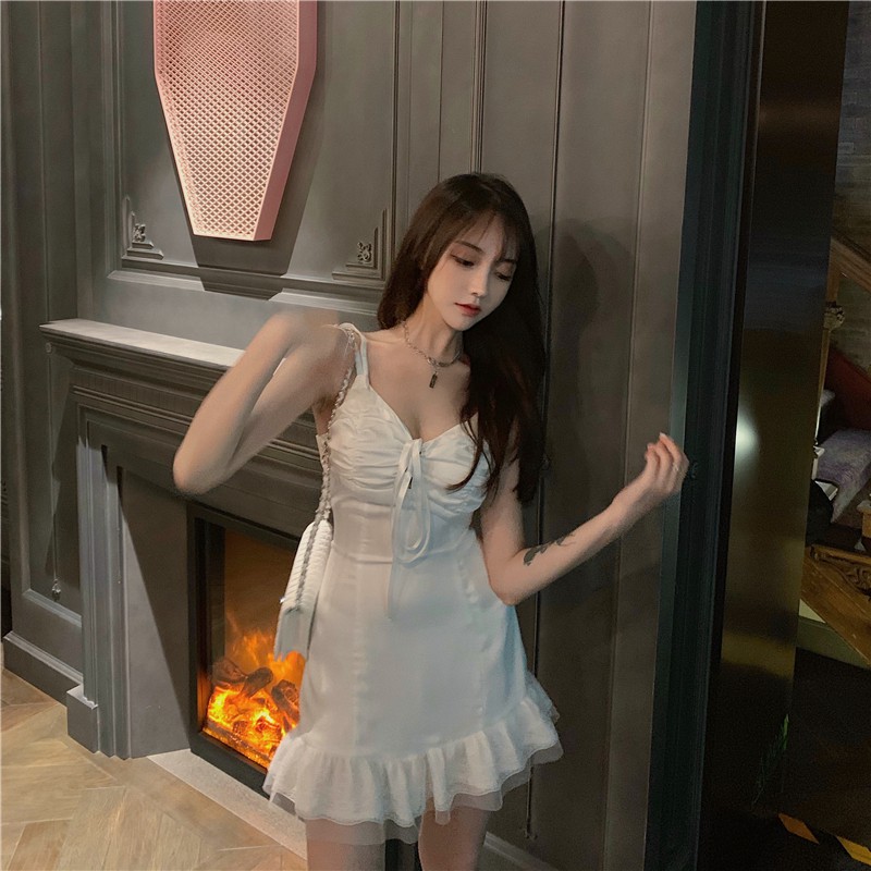 Đầm dáng xòe hai dây mini Emilyshop ulzzang