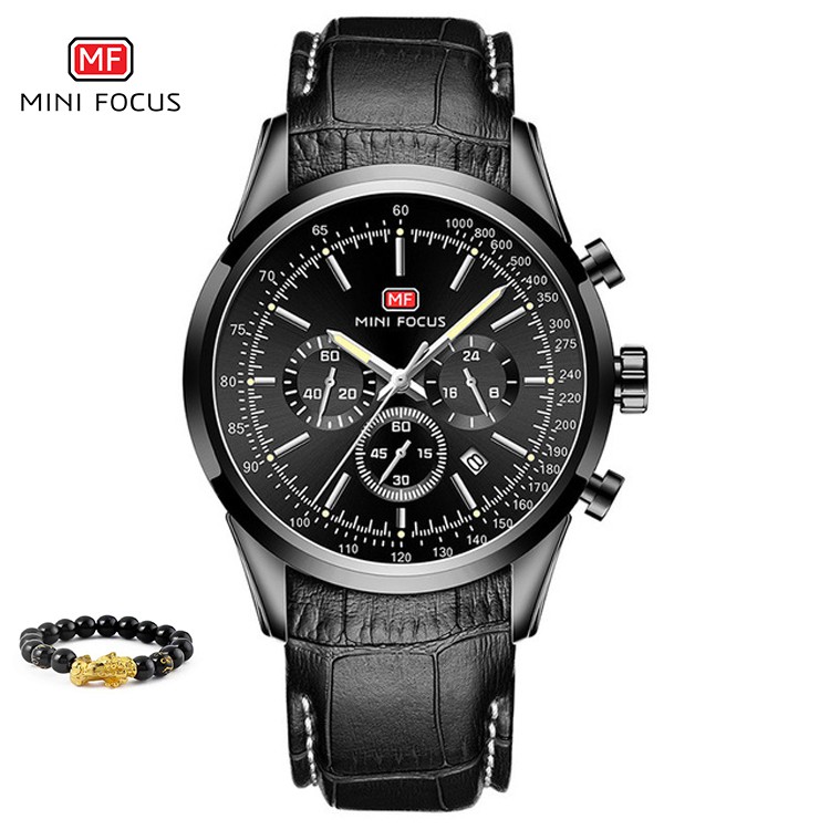 [Tặng vòng tay] Đồng hồ nam chính hãng Mini Focus MF0116GS dây da cao cấp