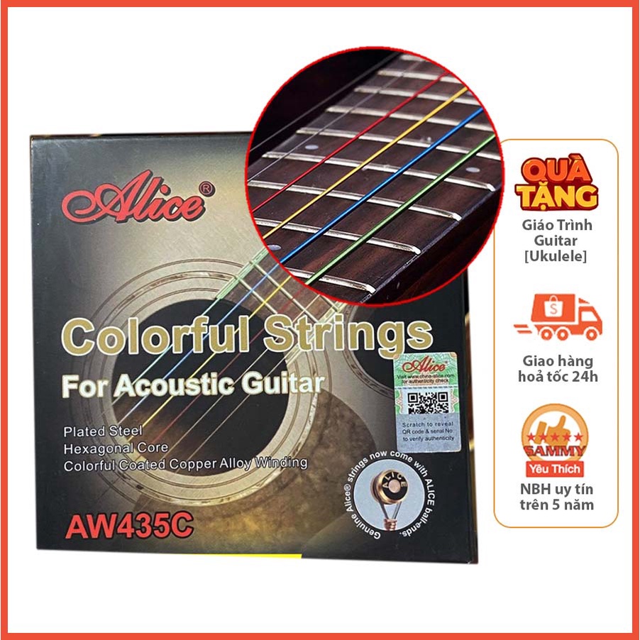 Dây Đàn Guitar Acoustic Màu Sắc Cá Tính AW435C - Chốt Chính Hãng ALICE Bộ 6 Dây