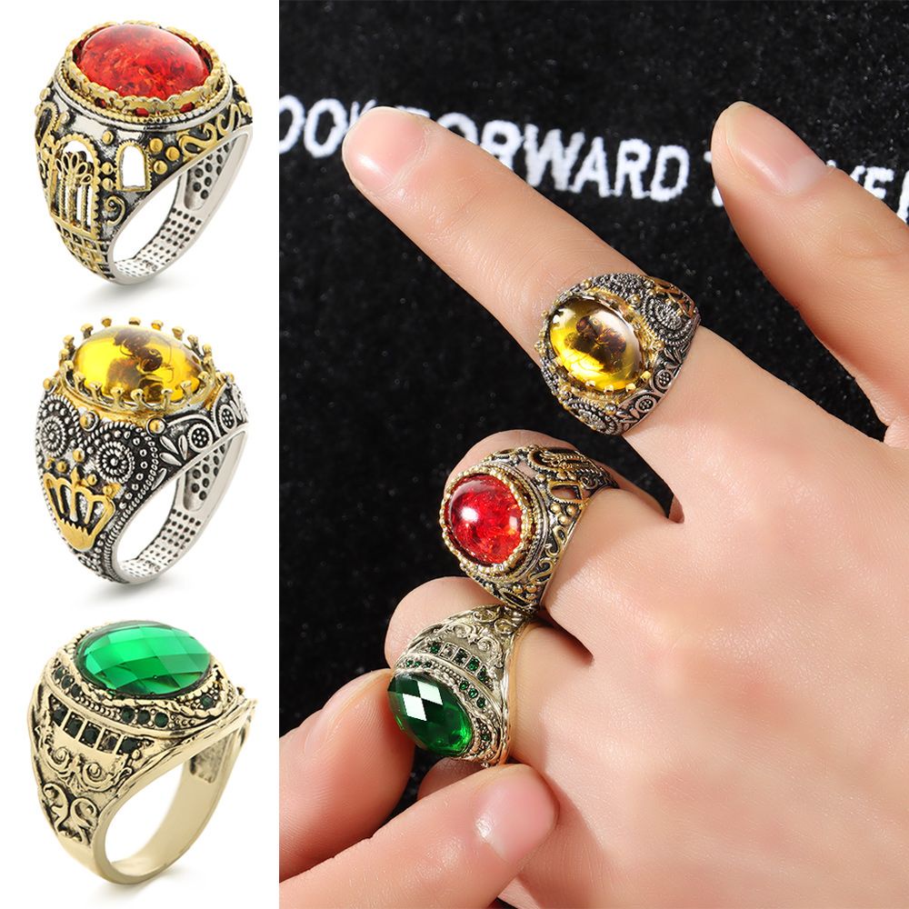 Nhẫn đeo tay đính đá zircon phong cách thời trang vintage cho nam nữ
