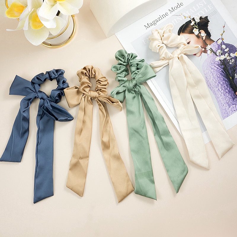 Dây buộc tóc đuôi ngựa thắt nơ lớn kiểu dáng đơn giản thời trang D062601