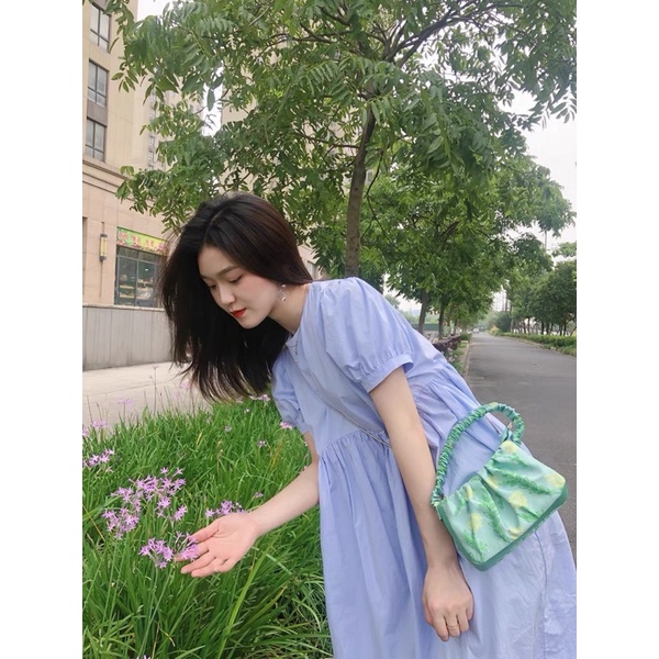 TÚI XÁCH/CẮP NÁCH NỮ THÊU HOA MÀU XANH ĐỘC ĐẸP LẠ, CHẤT DÀY-CHÍNH HÃNG