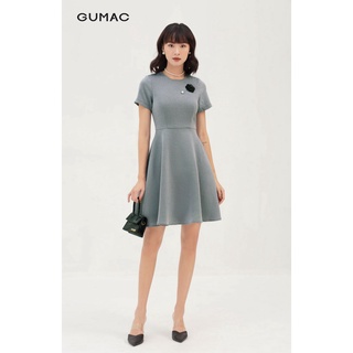Đầm body nữ phối phụ kiện GUMAC thiết kế trẻ trung, cá tính màu xám DB391