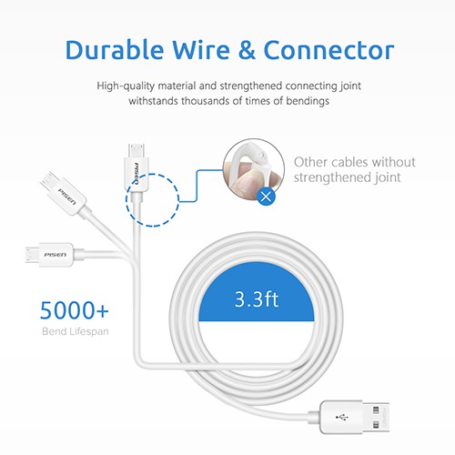 Cáp Pisen Micro USB 2A(Moto-2A) 1000mm - Hàng chính hãng