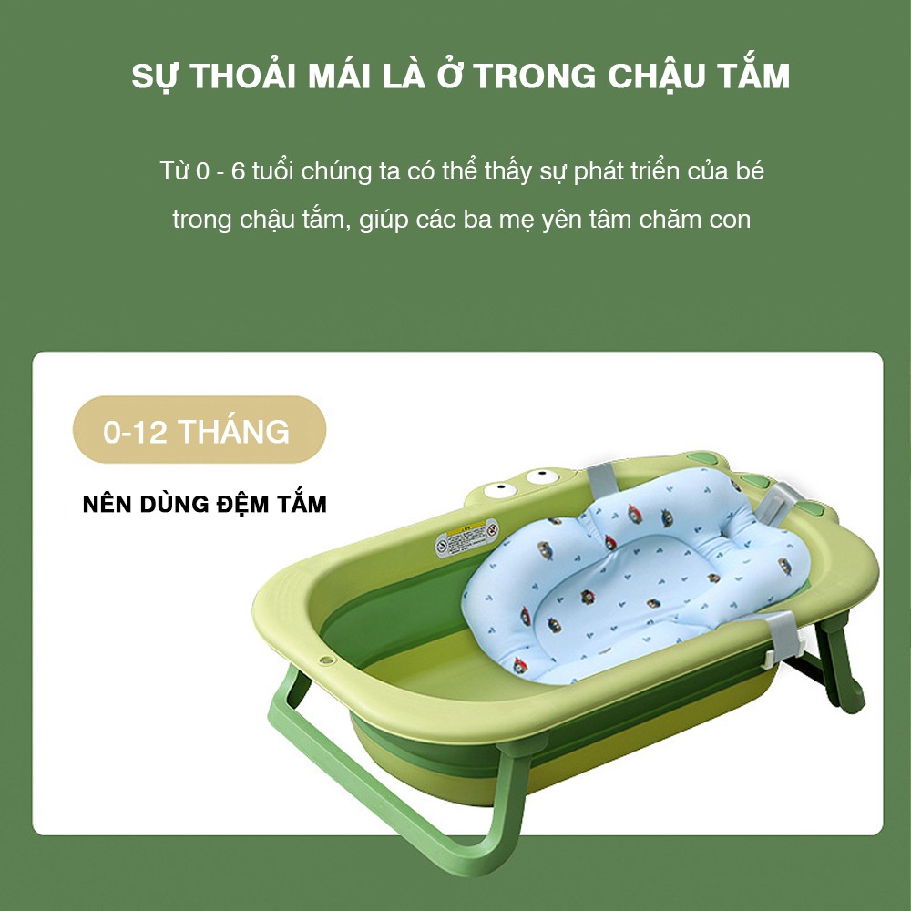 Chậu tắm cho bé Babyhop gấp gọn làm từ nhựa nguyên sinh, thau tắm cho bé từ 0- 6 tuổi thành cao size lớn