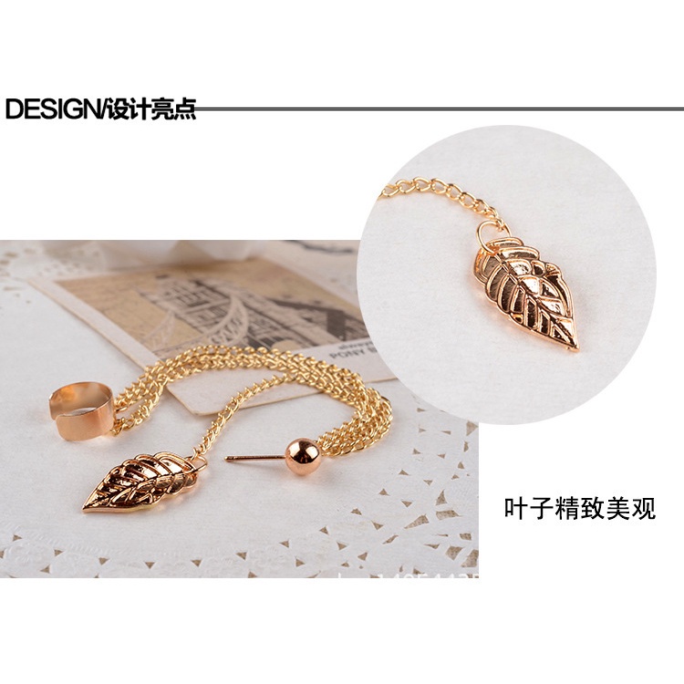 Bông Tai Hình Chiếc Lá Phối Tua Rua Bằng Kim Loại Thời Trang Cho Nữ