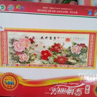 Tranh thêu chữ thập hoa mẫu đơn kt 150*65cm (hình thật )