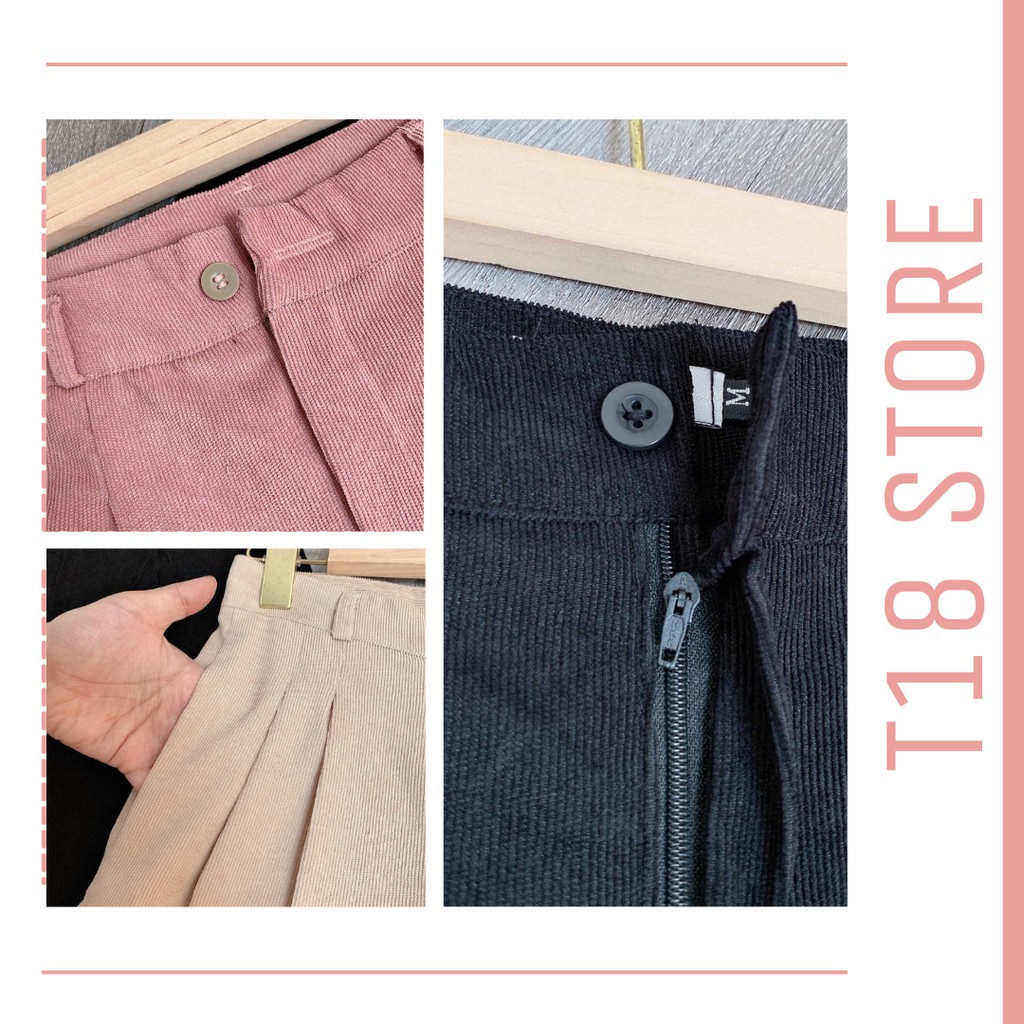 Quần jean nữ ống rộng lưng cao suông đứng dài chất nhung tăm cạp khóa trước bigsize T18 STORE QJ04