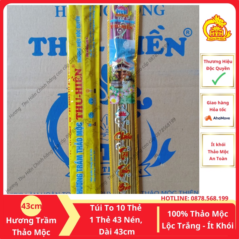 Nhang Trầm Thảo Mộc Thu Hiền Cuộn Tàn, Ít Khói, Hương Trầm Thảo Mộc Túi To Dài 43cm