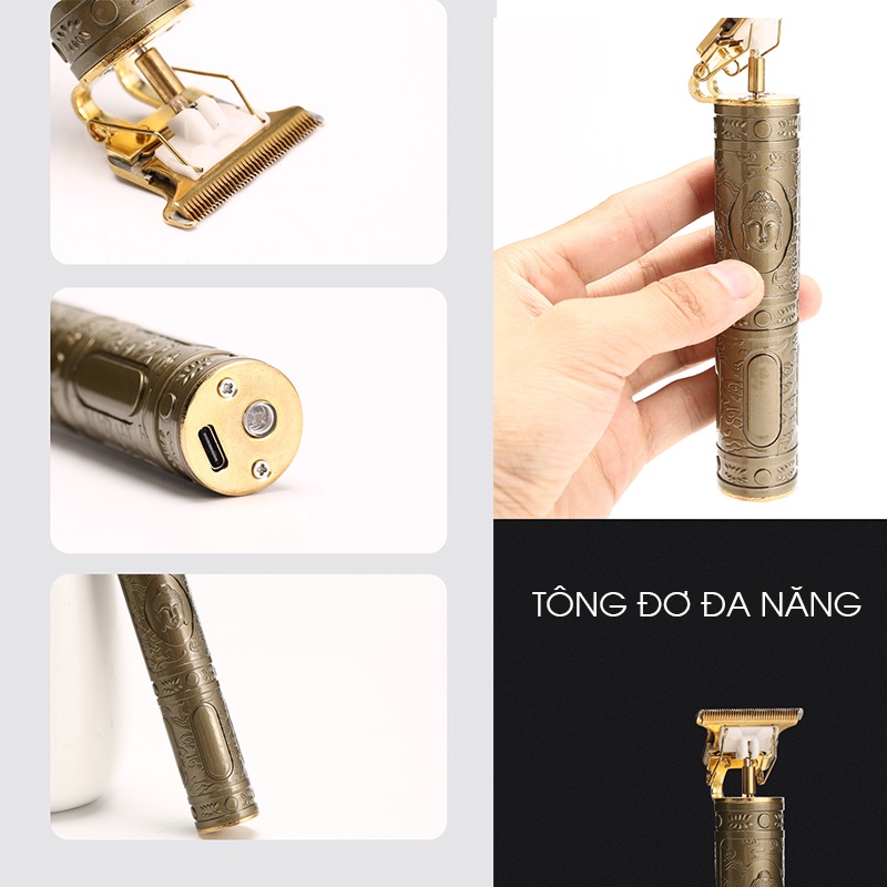 Tông Đơ Cắt Tóc Bấm Viền VINTAGE T9 Gia đình Công Suất Mạnh Mẽ pin khủng 1200 mAh - Avita