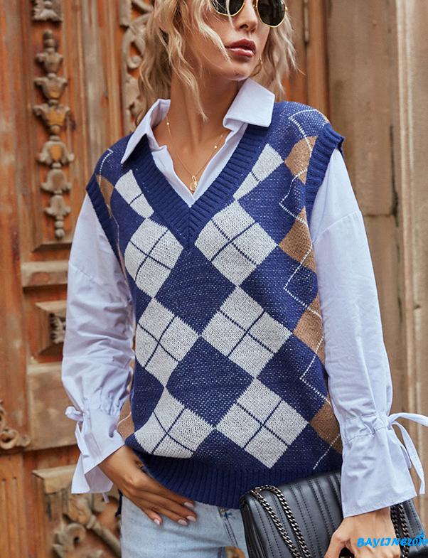 Áo Khoác Nữ Cộc Tay Cổ Chữ V Sọc Ca Rô Đáng Yêu