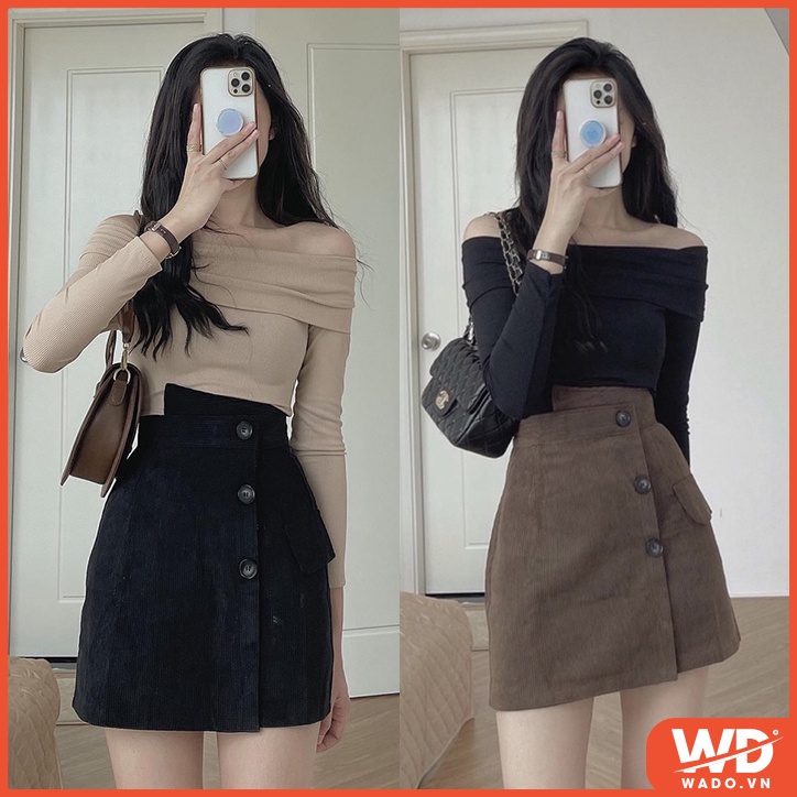 Chân váy chữ A  chất liệu nhung mềm mịn siêu xinh WADO