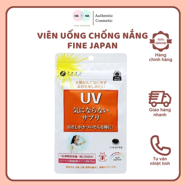 Viên Uống Chống Nắng Fine Japan Bổ Sung Vitamin C và E Dưỡng Trắng Làm Đẹp Da 30 Viên