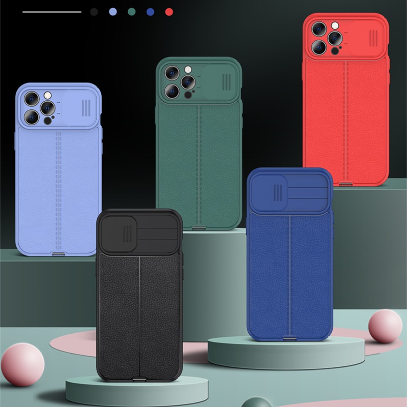 Ốp Điện Thoại Da Mềm Có Nắp Trượt Bảo Vệ Camera Cho iPhone 7 Plus 11 Pro Max XR XS Max X 6 7 8 Plus SE 2020