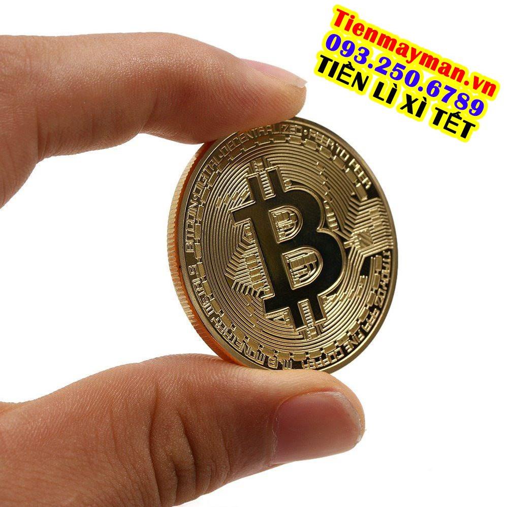 Đồng Xu Bitcoin Mạ Vàng 24K